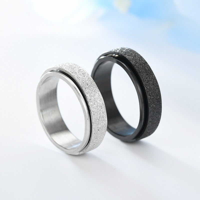 Rotatable Decompression Titanium Brushed Steel Ring