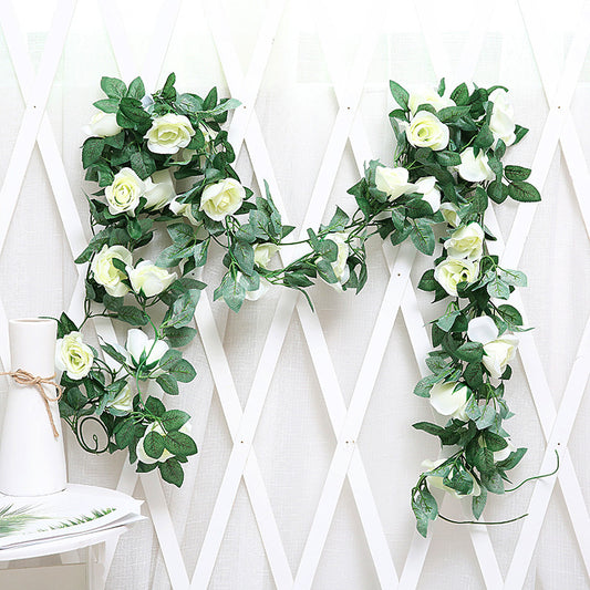 Door frame air conditioning water pipe winding wedding arch simulation rose vine fake flowers