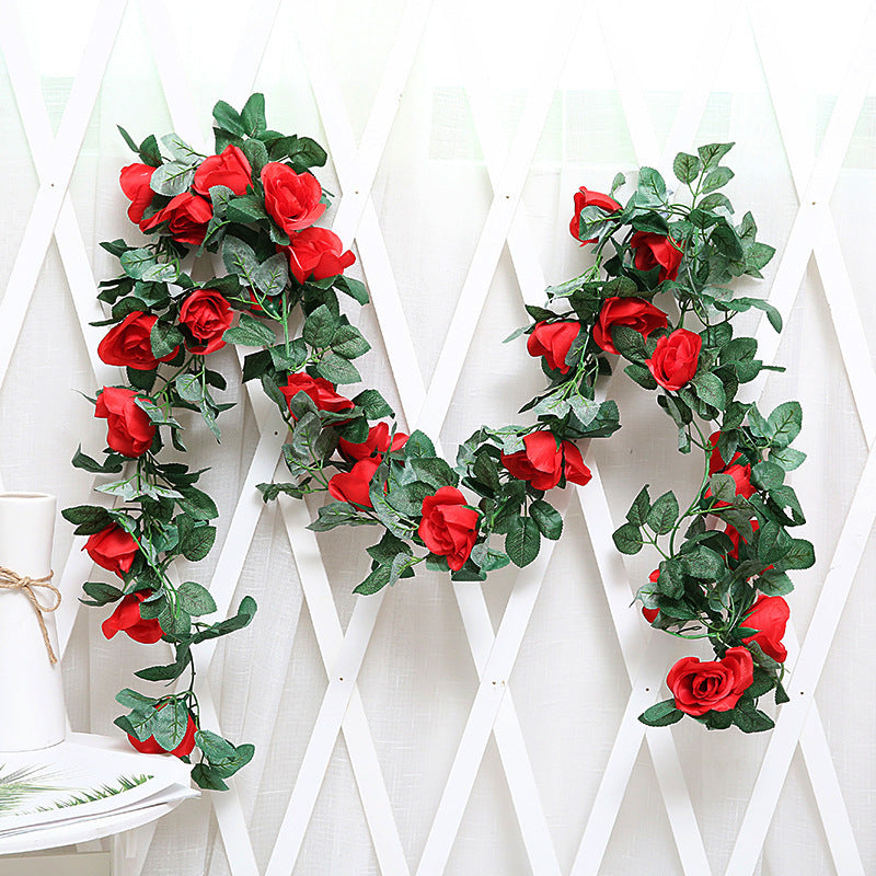 Door frame air conditioning water pipe winding wedding arch simulation rose vine fake flowers