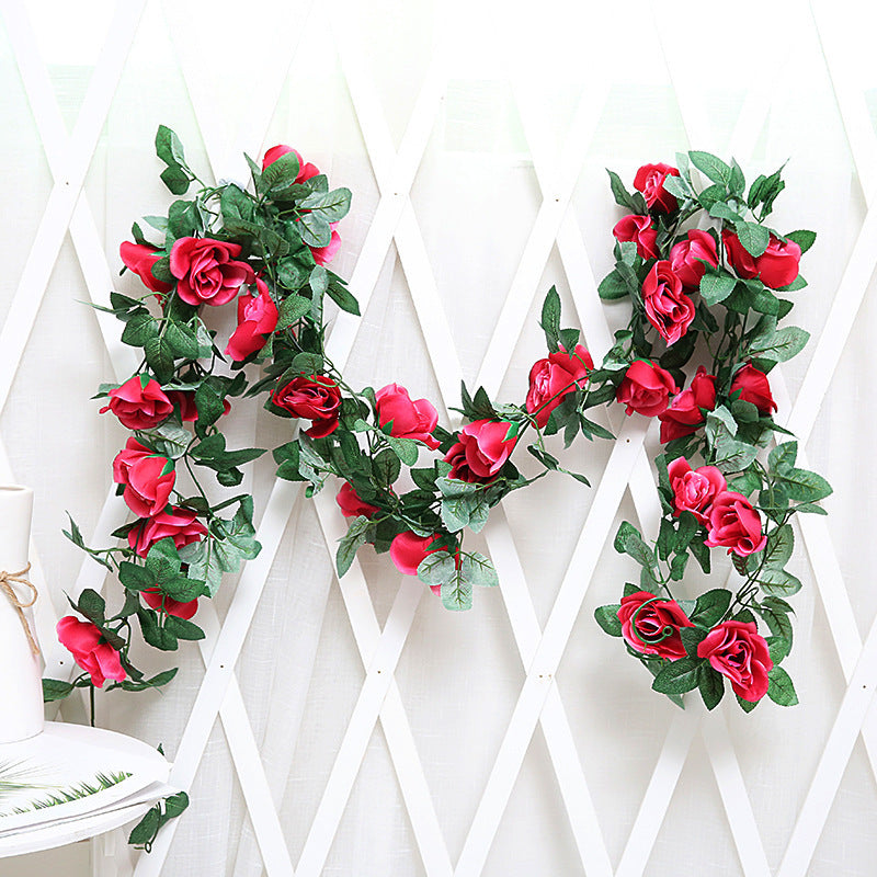 Door frame air conditioning water pipe winding wedding arch simulation rose vine fake flowers