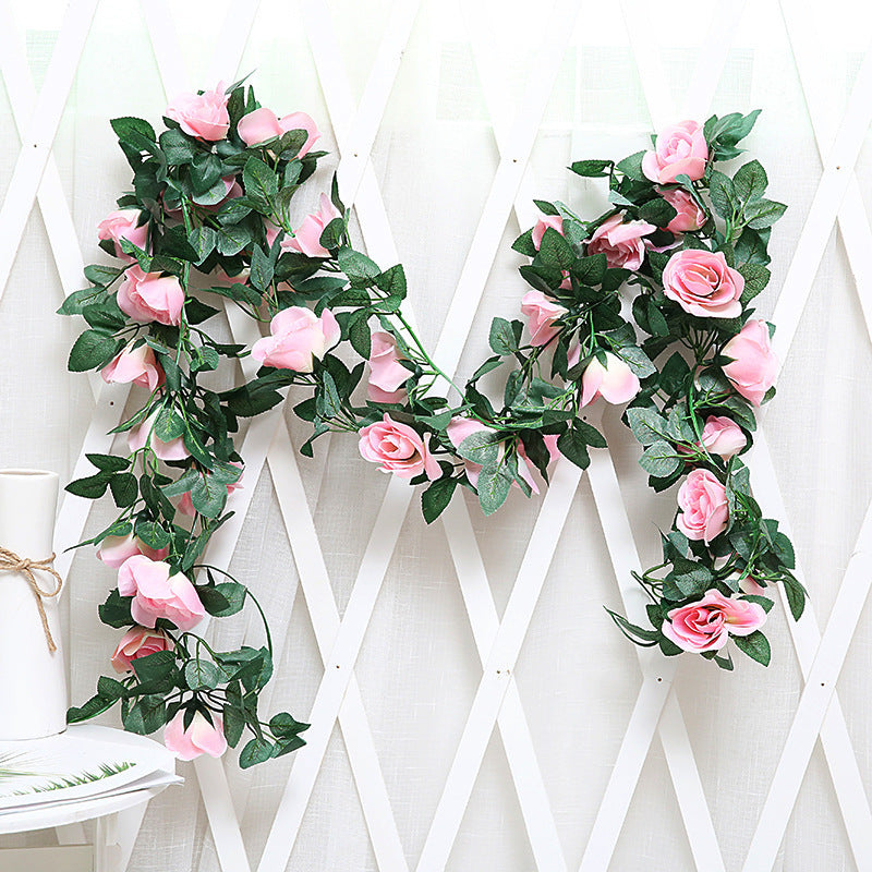 Door frame air conditioning water pipe winding wedding arch simulation rose vine fake flowers