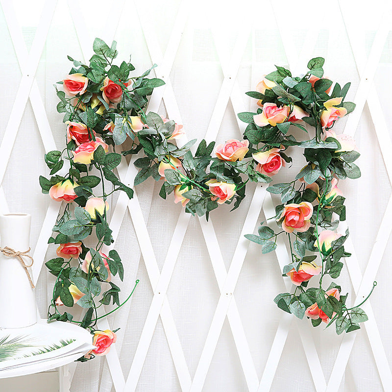 Door frame air conditioning water pipe winding wedding arch simulation rose vine fake flowers