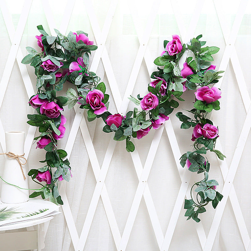 Door frame air conditioning water pipe winding wedding arch simulation rose vine fake flowers