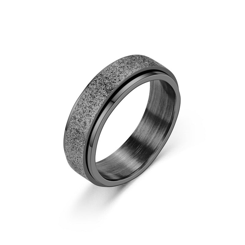 Rotatable Decompression Titanium Brushed Steel Ring