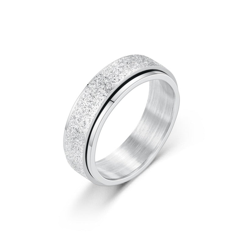 Rotatable Decompression Titanium Brushed Steel Ring