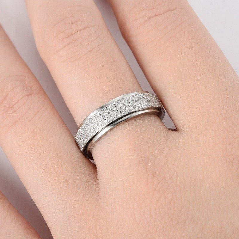 Rotatable Decompression Titanium Brushed Steel Ring