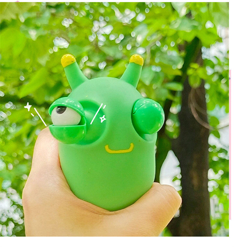 Green Eye Popping Worm Squeeze Toy