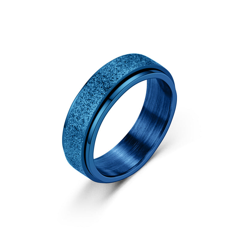 Rotatable Decompression Titanium Brushed Steel Ring