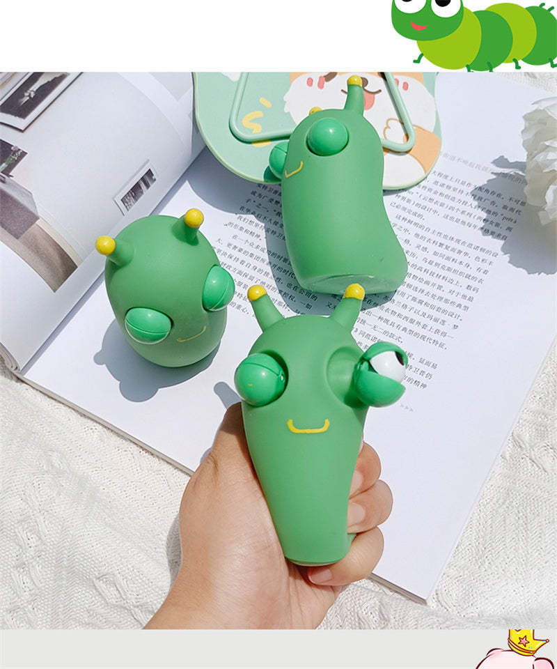 Green Eye Popping Worm Squeeze Toy