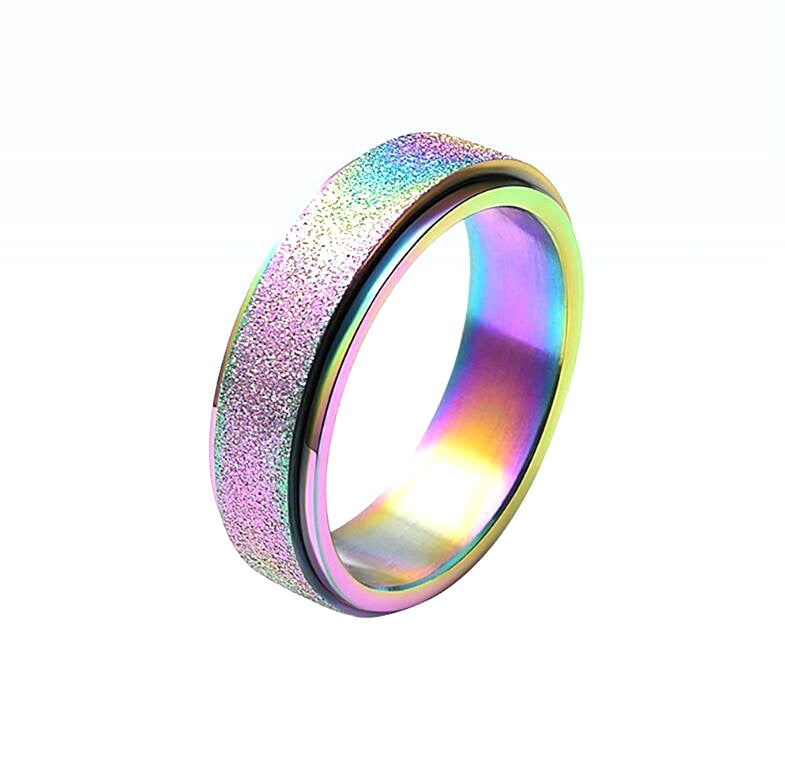 Rotatable Decompression Titanium Brushed Steel Ring